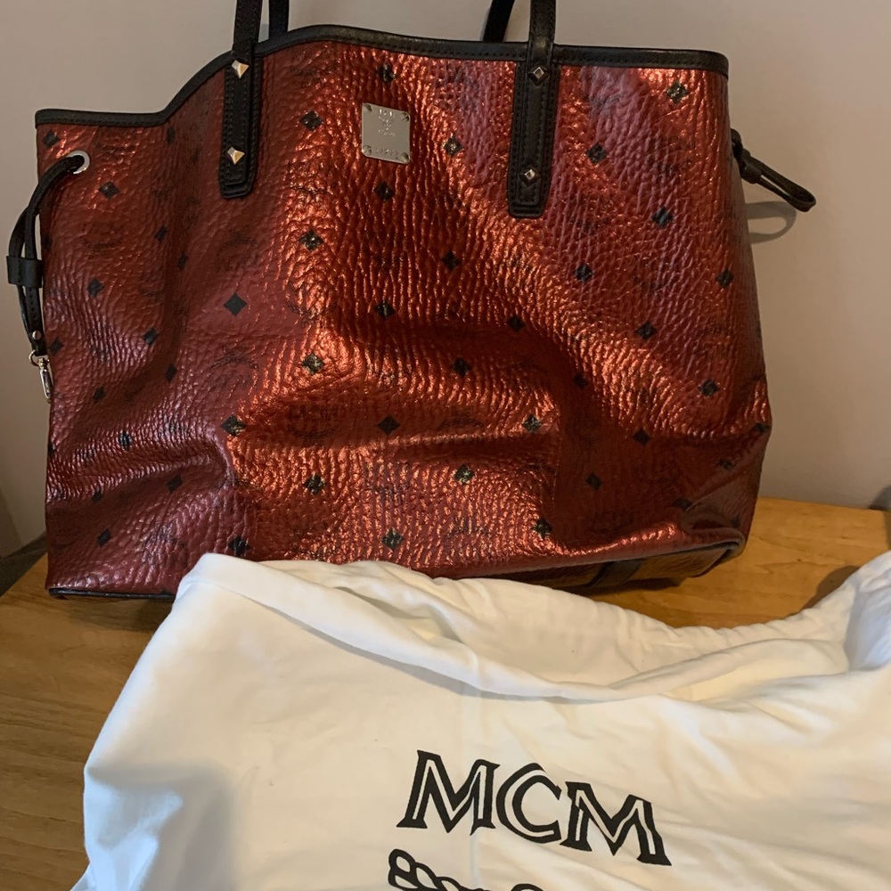 MCM Burgundy Tote